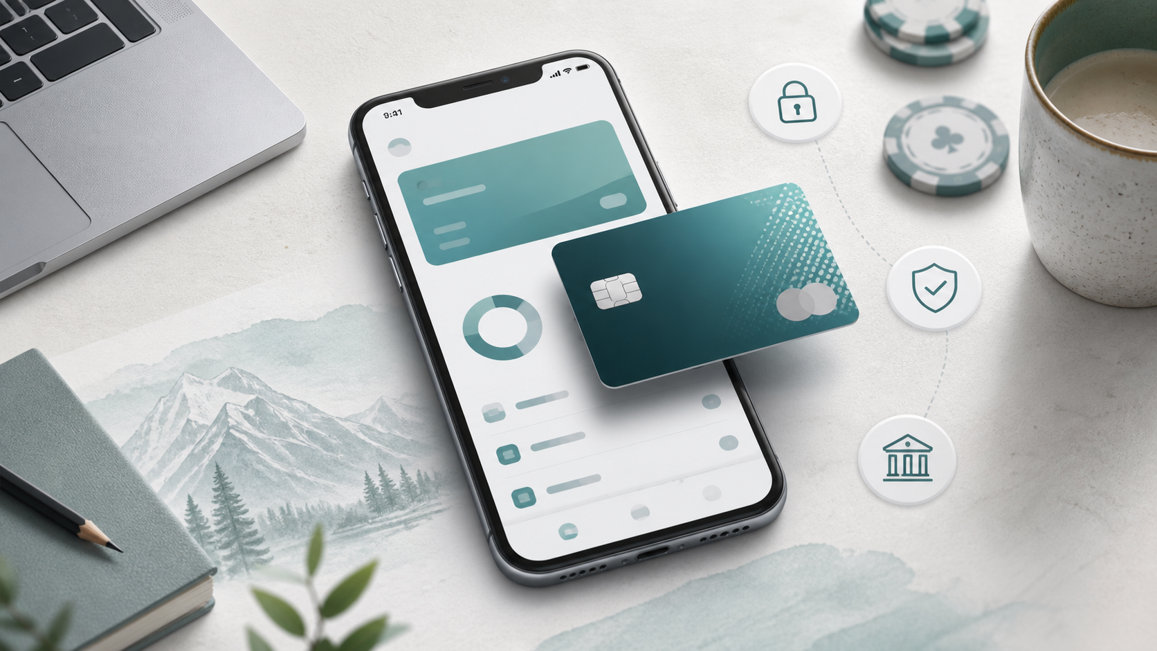 Illustrasjon av mobilbetaling med virtuelt kort og sikker betalingsflyt